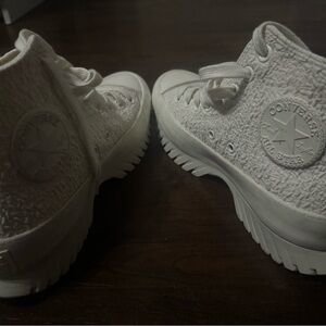 Cream-Colored Textured High Top Converse